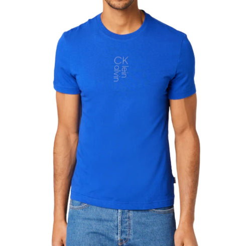 T-shirt Uomo a girocollo con logo frontale Royal CALVIN KLEIN- Francavilla Moda